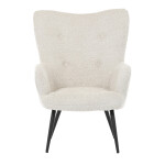 Křeslo "ušák", potah krémová látka, nohy černý kov