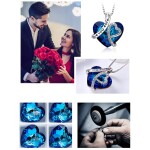 Exkluzivní náhrdelník Swarovski Elements Love You Forever - srdíčko, Tmavě modrá 40 cm + 5 cm (prodloužení)