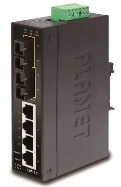 Planet ISW-621S15 / Switch průmyslový / 4x 10/100 RJ-45 / 2x 100FX SM 15km / DIN / IP30 (ISW-621S15)
