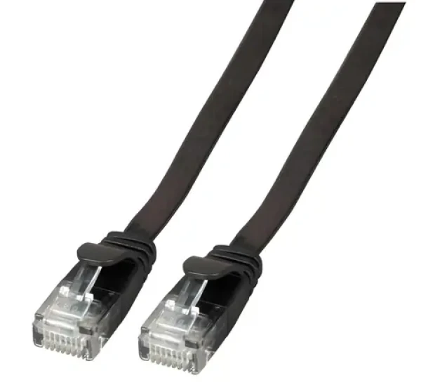 EFB Cat6A 5 m černá / Plochý patch kabel / RJ-45 / U/FTP / PVC / 10Gbit/s (K8107SW.5)