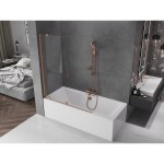 MEXEN/S - Velar Dvoukřídlá posuvná vanová zástěna 130 x 150, transparent, kartáčovaná měď 896-130-000-01-65