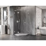 MEXEN/S - Lunar L sprchový kout pětiboký křídlový levá 80 x 80, transparent, bílá 831L-080L-080P-20-00-L