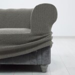 Super strečové potahy HARMONIA šedá taburet (40 - 60 cm)
