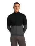 ICEBREAKER Mens 400 RealFleece Descender LS Zip, Black/Obsidian/Cb (vzorek) velikost: M