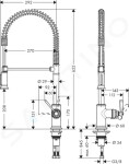 AXOR - Montreux Páková kuchyňská baterie Semi-Pro, vzhled nerezu 16582800