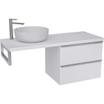 CERANO - Koupelnová skříňka Velora - bílá matná, úchytka chrom + deska pod umyvadlo Navira Pro - 36 mm + konzole chrom - 140x56,6x46,5 CER-667895