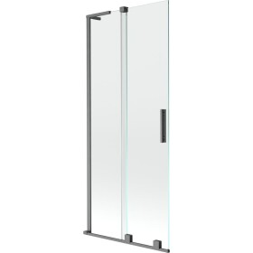 MEXEN/S - Velar L dvoukřídlá posuvná vanová zástěna 80 x 150, transparent, grafit kartáčovaná 896-080-003-01-66