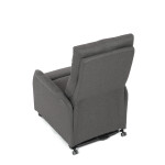 Křeslo polohovací, eletrické, šedá látka.