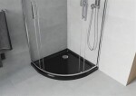 MEXEN/S - Rio čtvrtkruhový sprchový kout 70 x 70, transparent, chrom + vanička se sifonem Flat, černý 863-070-070-01-00-4170