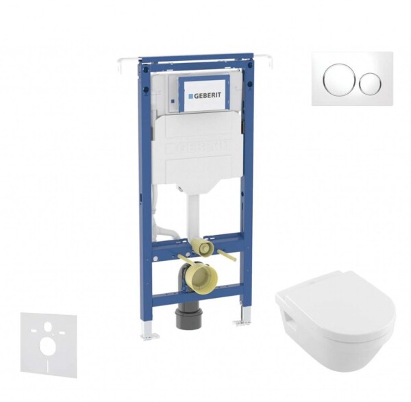 GEBERIT - Duofix Set předstěnové instalace, klozetu a sedátka Villeroy Boch, tlačítka Sigma20, DirectFlush, SoftClose, CeramicPlus, bílá/chrom SANI11CK3106