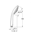 GROHE - Euphoria Sprchová hlavice Massage, 3 proudy, chrom 27221000