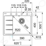 FRANKE - Centro Fragranitový dřez CNG 611-62 TL/7, 620x500 mm, matná černá 114.0637.434