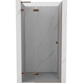 MEXEN/S - Lunar L sprchové dveře křídlové levé 95, transparent, růžové zlato 834L-095-000-60-00-L