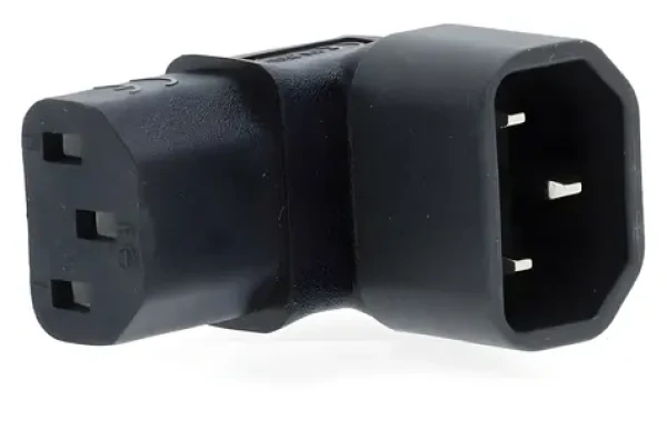 Nedis napájecí adaptér IEC-320-C14/C13 černý / Napájecí adaptér / Úhlový 90° / Vidlice C14 - zásuvka C13 (CEGB1190BK)