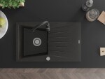 MEXEN/S - Cesar granitový dřez 1 s odkapávačem včetně baterie Telma, černá/zlatý 6514-75-670200-70