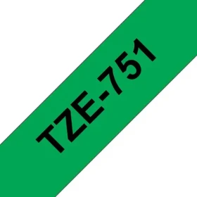 Brother Páska na štítky 24 mm černá/zelená / Páska do tiskárny štítků / 8 m / Tepelný přenos / Voděodolná (TZE-751)
