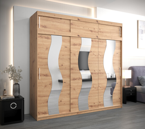 Šatní skříň Abi Se s nástavcem Barva korpusu: Dub artisan, Rozměry: 250 cm, Dveře: Dub artisan