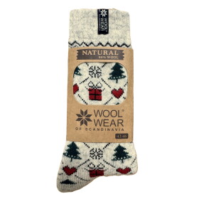 WOOLWEAR of Scandinavia Vlněné ponožky Xmas no. 132 35/38, béžová barva, textil
