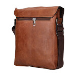 Jednoduchá koženková crossbody taška Enzo, hnědá