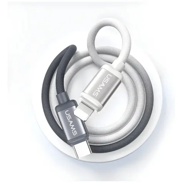 USAMS SJ757 Bicolor černo-bílá / Datový kabel / USB-C - Lightning / PD 30W / 1,2 m / opletený (SJ757USB01)