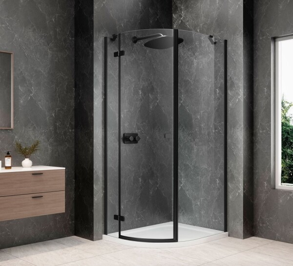 POLYSAN - GLOBE BLACK čtvrtkruhový sprchový kout 800x900, čiré sklo, levé GB2890LB