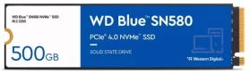 WD Blue SN580 500GB / M.2 SSD 2280 / PCIe Gen4 x4 / TLC / R: 4000 MBps / W: 3600 MBps / 5y (WDS500G3B0E)