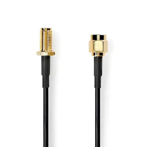 Nedis anténní kabel SMA(M)-SMA(F) černá / Anténní kabel / Pozlacené konektory / 50 Ohm / Stíněný / 5 m (CSGB02010BK50)