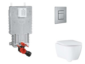 GROHE - Uniset Set předstěnové instalace, klozetu, sedátka SoftClose a tlačítka Skate Cosmopolitan, kartáčovaná nerezová ocel SANI15BB2112