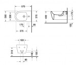 DURAVIT - ME by Starck Závěsný bidet s přepadem, s WonderGliss, matná bílá 22881532001