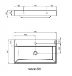 RAVAK - Natural Umyvadlo 80x45 cm, bez přepadu, s otvorem pro baterii, bílá XJO01280000