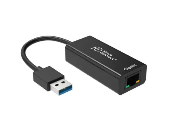 MicroConnect Adaptér USB3.0 A (M) - RJ-45 (F) černá / 1000Mbit/s (USBETHGW10)