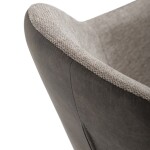 Židle jídelní, béžová látka a tmavě šedá látka v dekoru vintage kůže, černý kov, otočná P90°+ L90° s vratným mechanismem