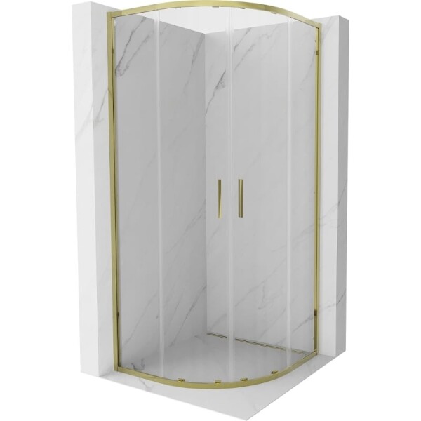 MEXEN - Exo čtvrtkruhový posuvný sprchový kout 90 x 90, transparent, zlato 8132-090-090-50-00