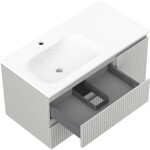 MEXEN/S - Rivel koupelnová skříňka 90 cm s umyvadlem Vela levá, 2S, 1D, reliéf, šedá mat/bílá mat 91A23-09047-3-BBFFF62-W23L01