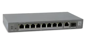 LevelOne PoE+ switch 8x GbE 120W / Switch / Unmanaged / 8x PoE+ portů / GbE + SFP uplink / plastové tělo (GEP-1011)
