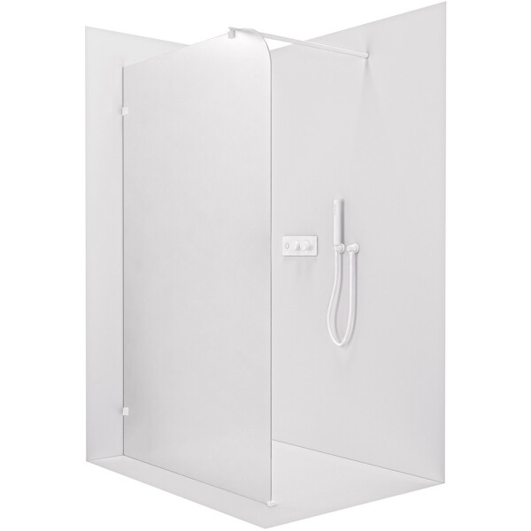 CERANO Sprchová zástěna Walk-in Orbis Round - Levá - 8 mm - kulatá vzpěra - bílá matná, mléčné sklo - 130x200 cm