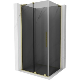 MEXEN/S - Velar L sprchový kout, posuvné dveře 100 x 85, grafit, zlato kartáčovaná 871-100-085-43-55