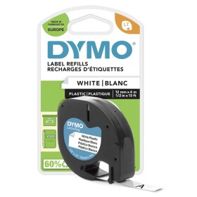 Dymo originální páska do tiskárny štítků 12mm x 4m / černý tisk / bílý podklad / LetraTag plastová páska (S0721660)