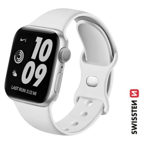 SWISSTEN silikonový řemínek pro Apple Watch 42-44 mm bílá (46000114)