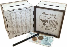 Mdeco Dřevěná pokladnička škrtací + fixa - Důchodový fond