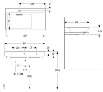 GEBERIT - ONE Umyvadlo 90x48x14 cm, skrytý přepad, s otvorem pro baterii, vodorovný odtok, KeraTect, bílá 505.039.00.1