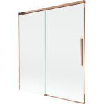 MEXEN/S - Rox vanová zástěna 2-křídlová posuvná 150 x 150, transparent, růžové zlato 8C9-150-001-60-00