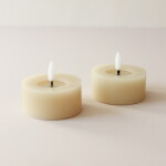 STAR TRADING Čajová LED svíčka Flamme Beige 7 cm – set 2 ks, béžová barva, plast, vosk