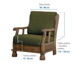 Super strečové potahy NIAGARA zelená křeslo s dřevěnými rukojeťmi (š. 50 - 80 cm)
