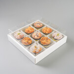 Cake star Cukrářská krabice s průhledným víkem a dělící vložkou 25x25x10cm