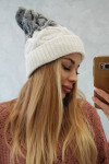 Fleecová čepice Alice K248 bílá+šedá UNI