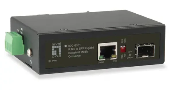 LevelOne IGC-0101 / Mediakonvertor / RJ45-SFP / Gigabit Ethernet / PoE 30W / Průmyslový / DIN lišta (IGC-0101)