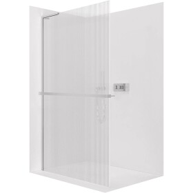 CERANO Sprchová zástěna Walk-in Onyx L-levá vzpěra - 8 mm + polička/držák na ručníky - chrom, rýhované sklo - 50x200 cm