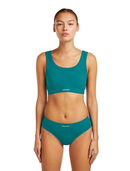 Dámská merino podprsenka ICEBREAKER Wmns Rib Lotus Bra, Tidal Teal velikost: S