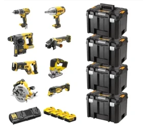 DeWalt DCK865P4T / sada 8ks aku nářadí / 18V / 4x kufr / 4x 5.0Ah baterie / dvojitá nabíječka (DCK865P4T)